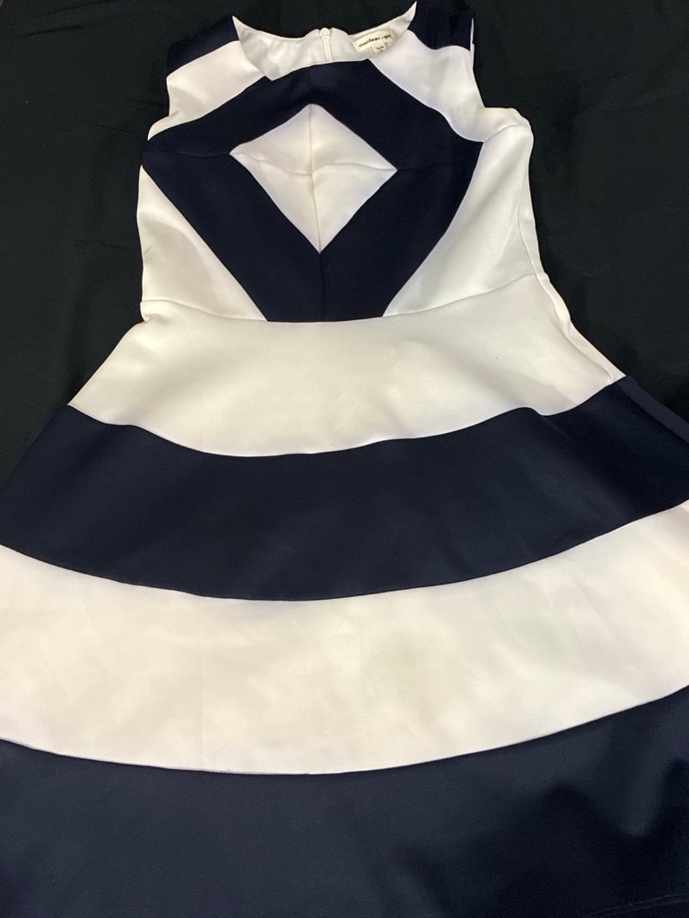 Monteau Navy and White Striped Fit-and-Flare Dress